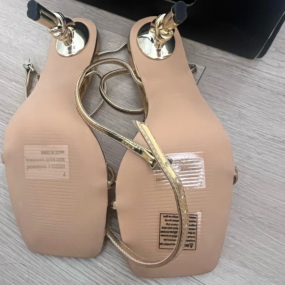 Fashion Nova Gold Strappy Heels - Picture 7 of 8